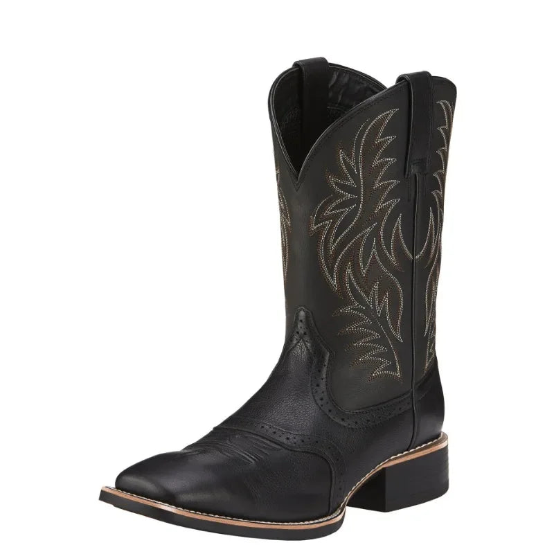 Men High Boots Embroidery Retro Handmade Mens Boots Western Cowboy Boot Pointed Toe Boots Hand Stitching Outdoor Men's Shoes - Sun Studio