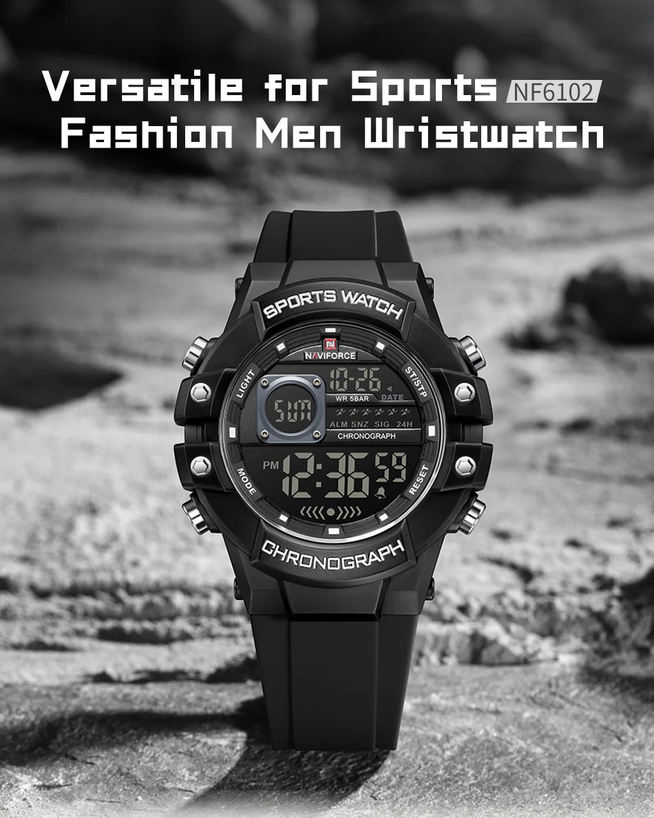 NAVIFORCE Men's Watches Multifunctional Gas phase Digital Display Silicone Strap Screen Boy's Electronic Sports Male Clock Gift - Sun Studio