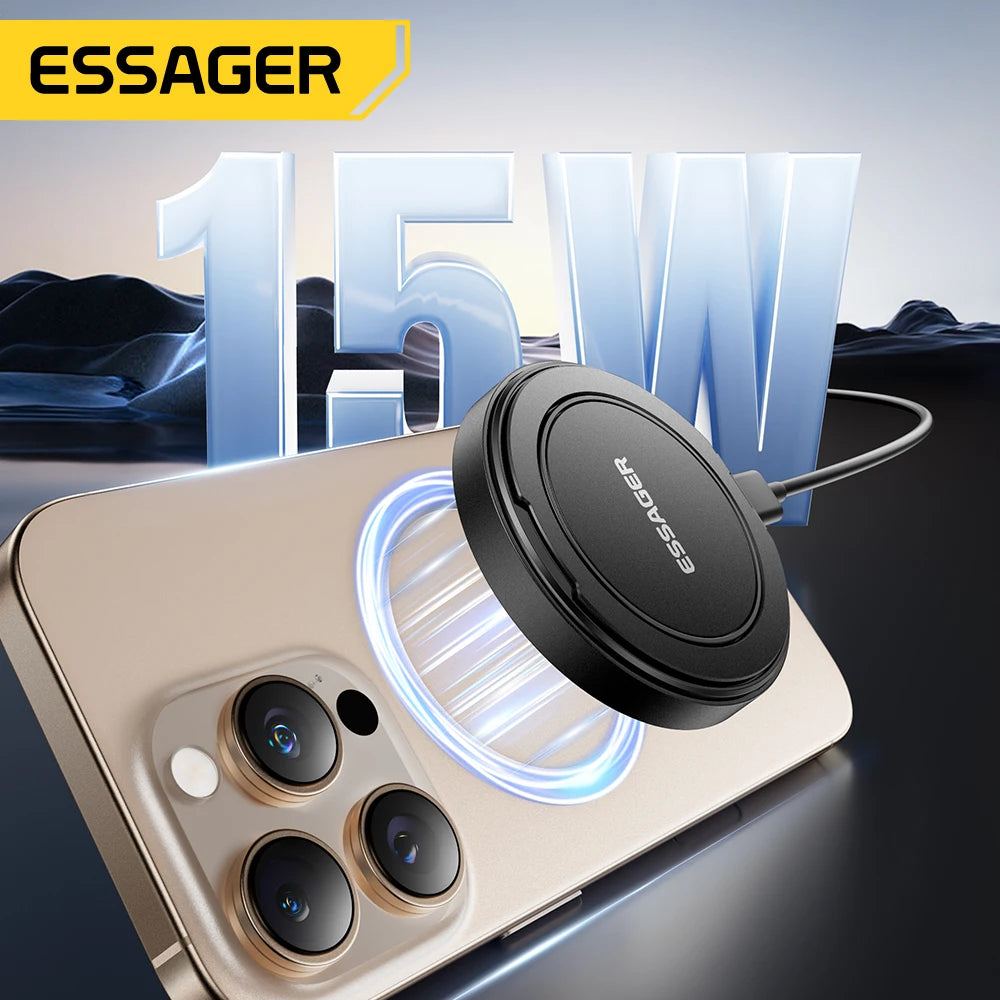 Essager Magnetic Wireless Charger With Holder 15W Fast Charging For iPhone16 15 14 13Pro Max Airpods Mini Wireless Phone Charger - Sun Studio