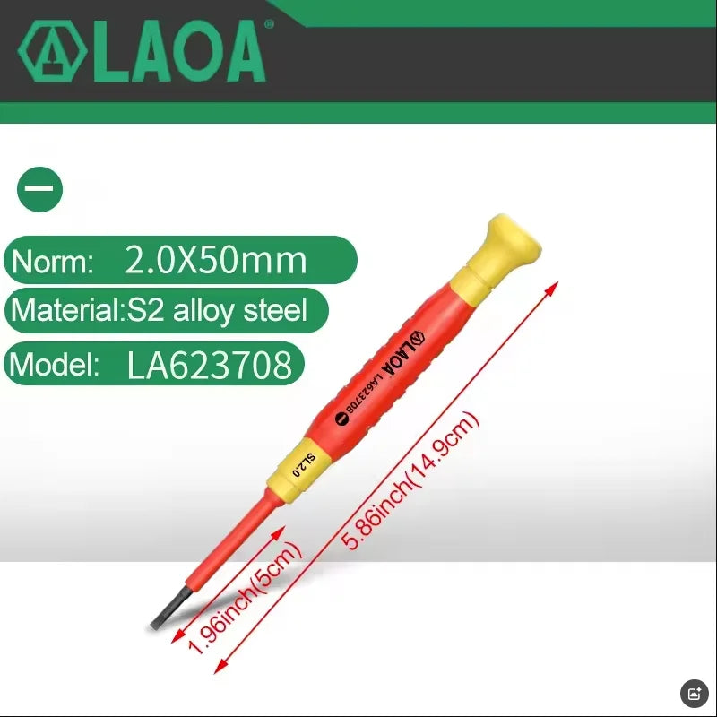 LAOA 1pc Insulated Precision Screwdriver SL1.0-3.0 aCross Small Size Screwdriver to Remove Watches Cell Phone NotebookT5-T10 - Sun Studio
