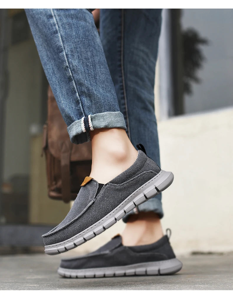 New Men Canvas Shoes Fashion Men's Casual Shoes Light Non-slip Loafer Washed Denim Flat shoes Outdoor Sneakers Vulcanized Shoes - Sun Studio