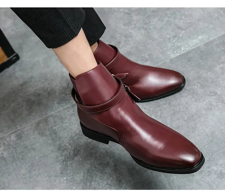 European Station New Men Pointed Chelsea Boot Side Buckle Casual Classic Size 38-48 Male Boots - Sun Studio