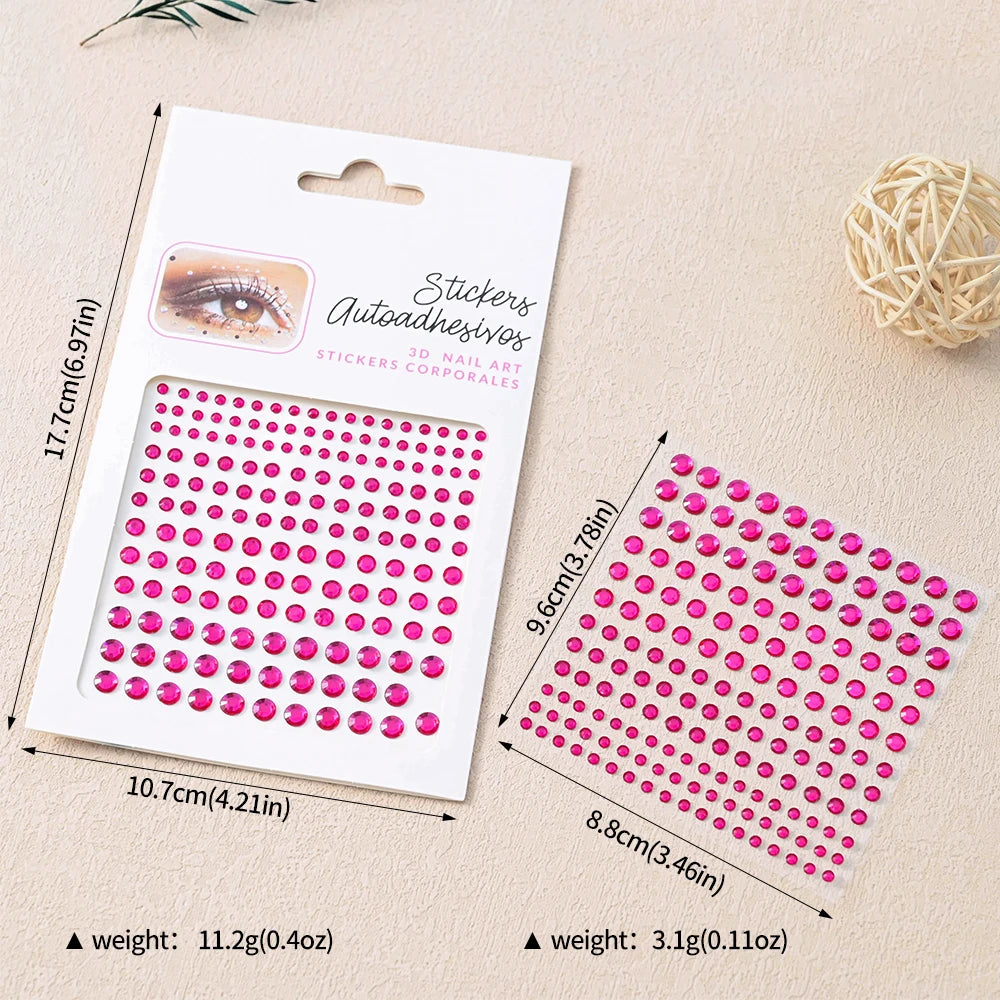 1Pcs Face Diamond Gem Sticker 5D Colorful Rhinestone Tattoo Stickers Fo Festival Nail Body Makeup Bling Jewelry DIY Face Sticker - Sun Studio