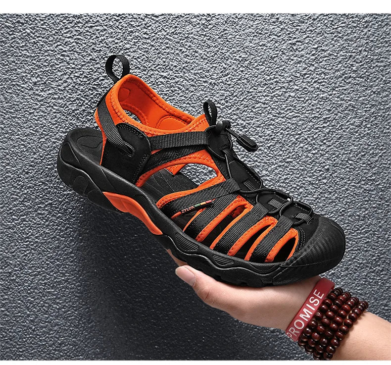 New Summer Genuine Leather Men Sandals Fashion Design Men's Casual Sneakers Comfortable Beach Men's Sandals Outdoor Wading Shoes - Sun Studio