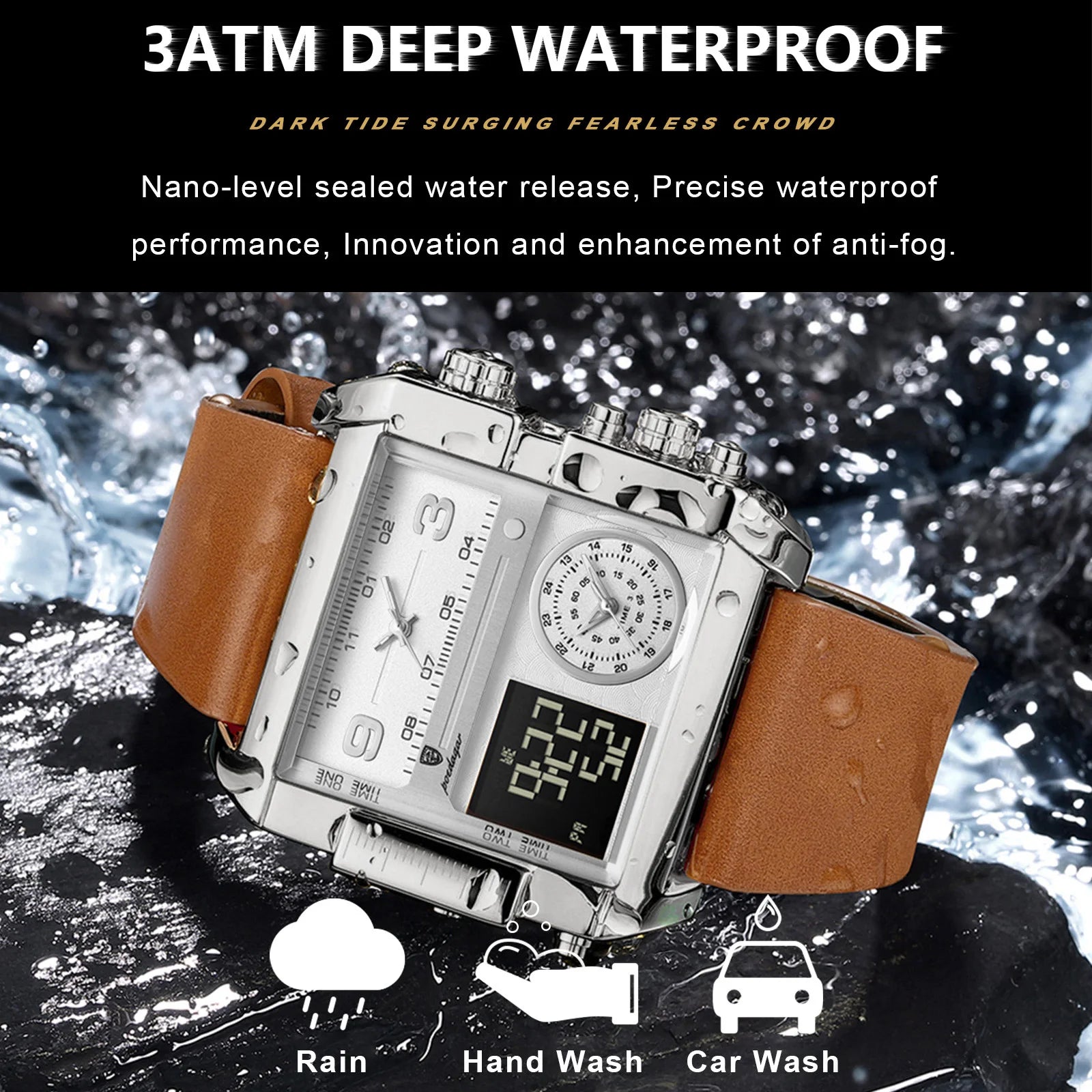 POEDAGAR Luxury Fashion Digital Male Clock Waterproof Luminous Quartz Men Wristwatch Date Week Military Electronic Men's Watches - Sun Studio