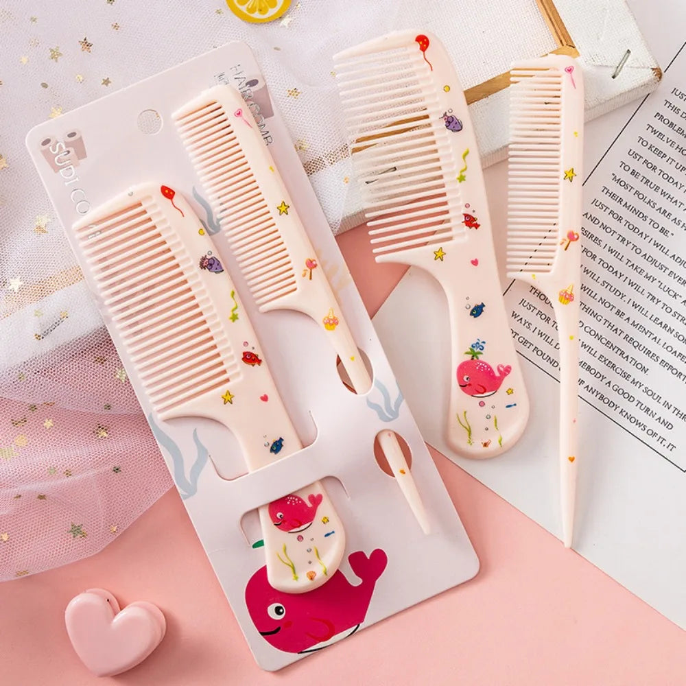 2pcs Kids Hair Combs Set Cartoon Animals Children Hairdressing Comb with Pointed Tail Girls Portable Anti-Static Plastic Comb - Sun Studio