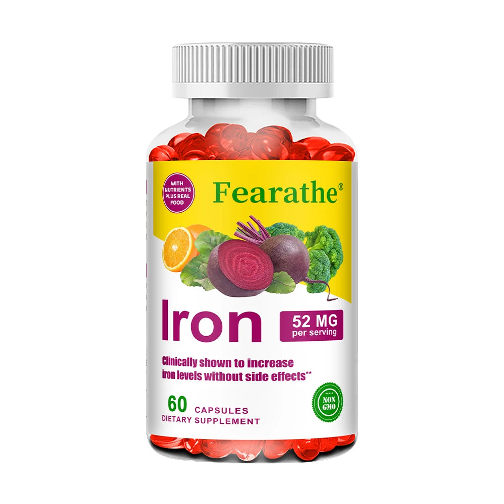 Iron and Vitamin C Supplement - Boosts Energy, Focus, and Immune Function, Supporting Red Blood Cells, Improve Immunity, Non-GMO - Sun Studio