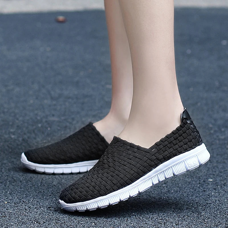 STRONGSHEN Men Shoes Summer Breathable Women Handmade Woven Shoes Couple Casual Flats Shallow Loafers Unisex Zapatos De Mujer - Sun Studio