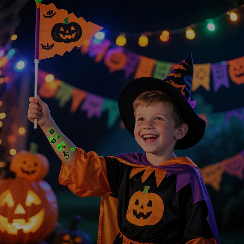 Halloween Party Tattoo Stickers Luminous Stickers Temporary Waterproof Stickers for Face Body Tattoo Boys Halloween Party Decors - Sun Studio