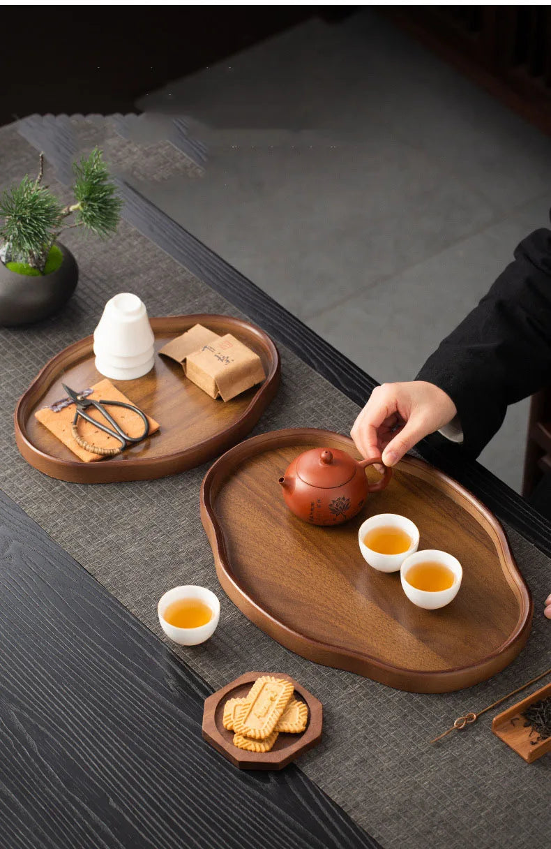 Wooden Decorative Serving Tray for Coffee Table and Home Decor Fruit Platter Decor Trays Serving Ware Food Dish Serving Platters - Sun Studio