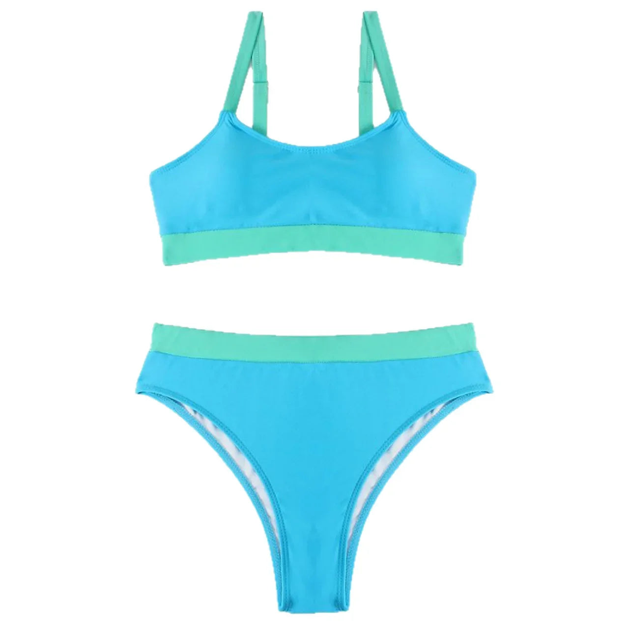 Color-Block Sports Bikini Women's Swimsuit High-Waist Separate Piece Fashionable Contrast Design Chinese Manufacturer - Sun Studio