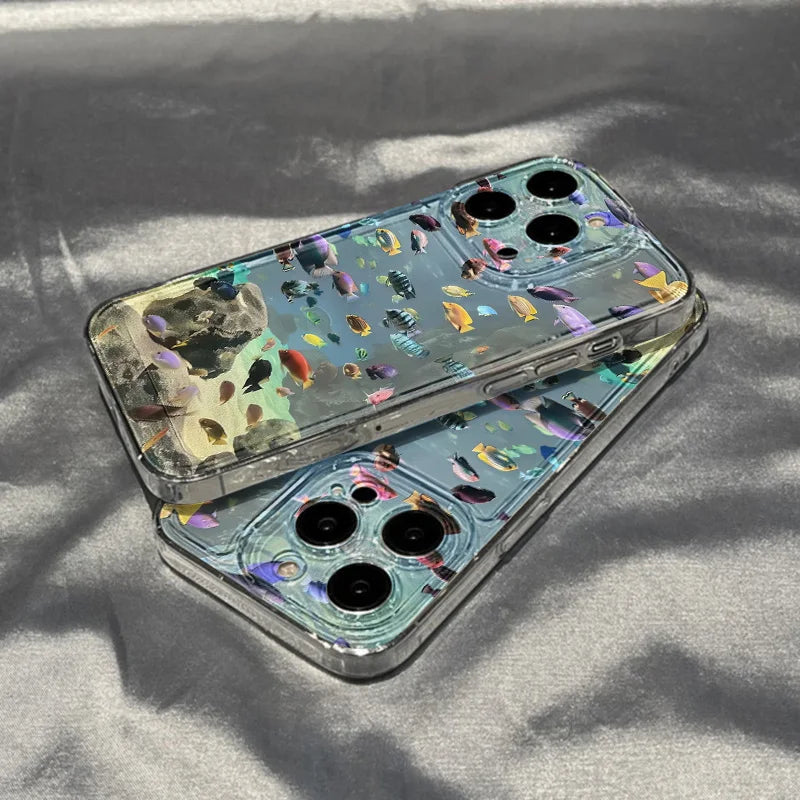Ocean Animal Cute Phone Case For iPhone 11 Case iPhone 15 13 14 12 17 16 Pro Max 8 7 Plus XR XS SE Clear Protective Cover Funda - Sun Studio