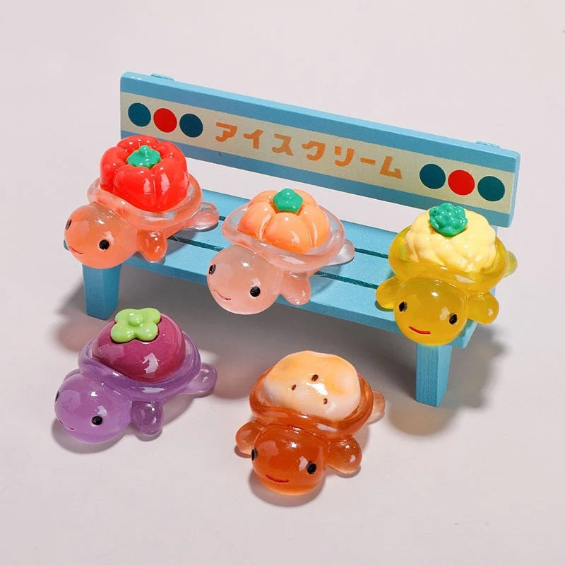 10pcs Cute Landscaping Resin Crafts Glowing Turtle Garden Fish Tank Miniatures Ornaments Mini Luminous Fruit Turtle Home Decor - Sun Studio