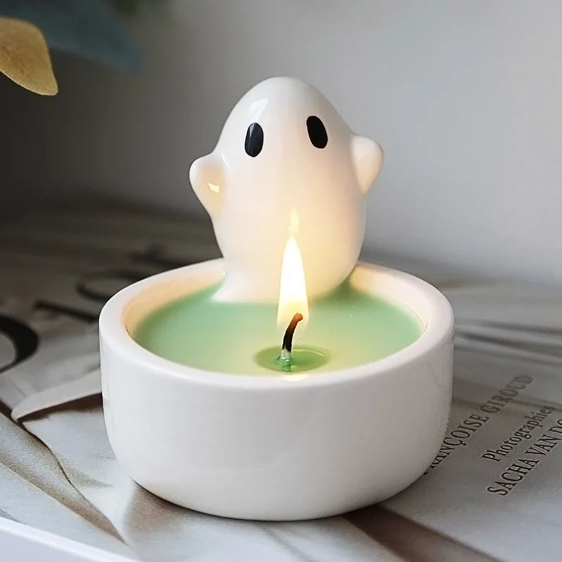 Halloween Silicone Mold Floating Ghost Gypsum Candle Cup Mold DIY Decoration Desktop Jewelry Storage Tray Handicraft Production - Sun Studio