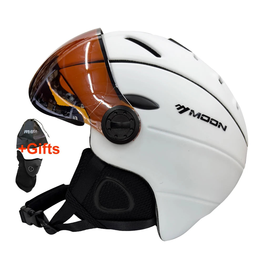MOON Professional Half-covered Ski Helmet Integrally-molded Sports man women snow Skiing Snowboard Helmets  with Goggles cover - Sun Studio