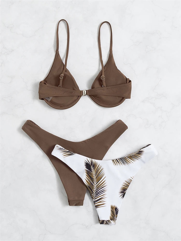 Bikini Women Swimsuit 2026 New Solid Print Sling Bikinis Set Sexy Thong Swimwear Summer 3 Piece Beach Wear Bathing Suit Female - Sun Studio