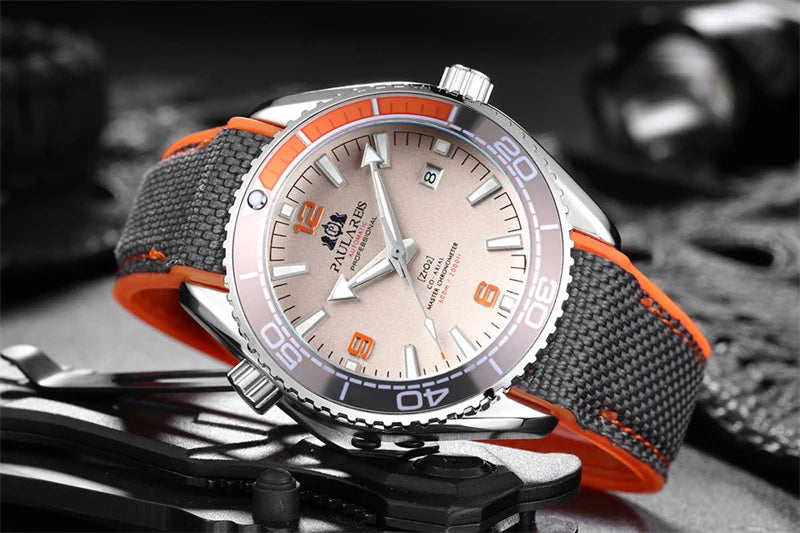 Luxury Automatic Mens Watch High Quality Mechanical Self Wind Movement Rubber Strap Waterproof Luminous Calendar Mens Watches