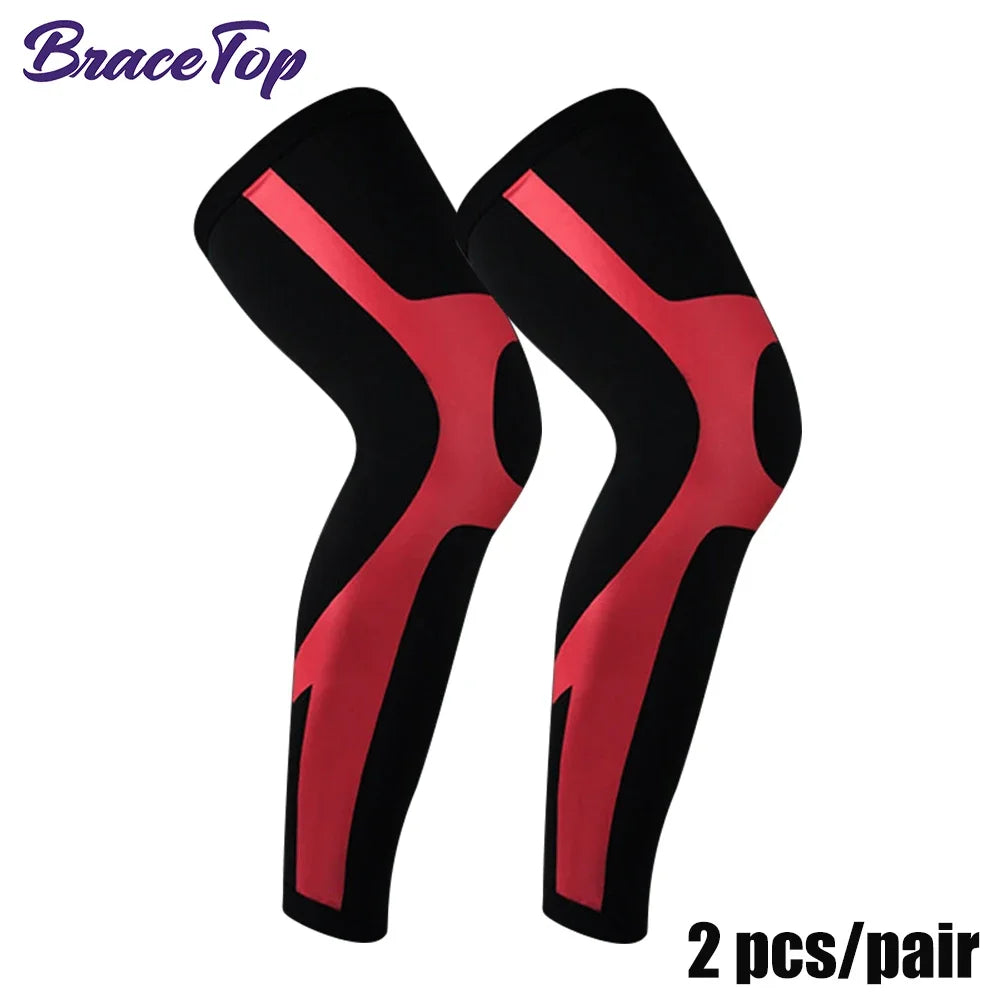 BraceTop 1 Pair Compression Long Socks Men Women Knee Fitness Knee Pad Anti Slip Support Thigh Long Stockings Leg Thigh Sleeves - Sun Studio