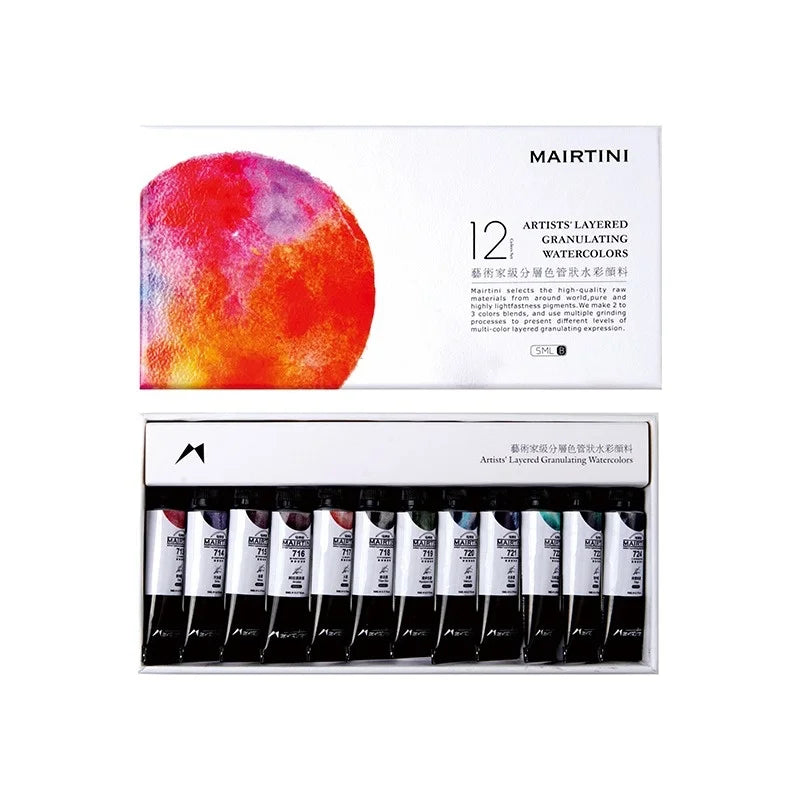 Mairtini New Planet Series Layered Color Watercolor Pigment Set 12 Colors 5ml Tube Precipitation Color Painting Art Supplies - Sun Studio