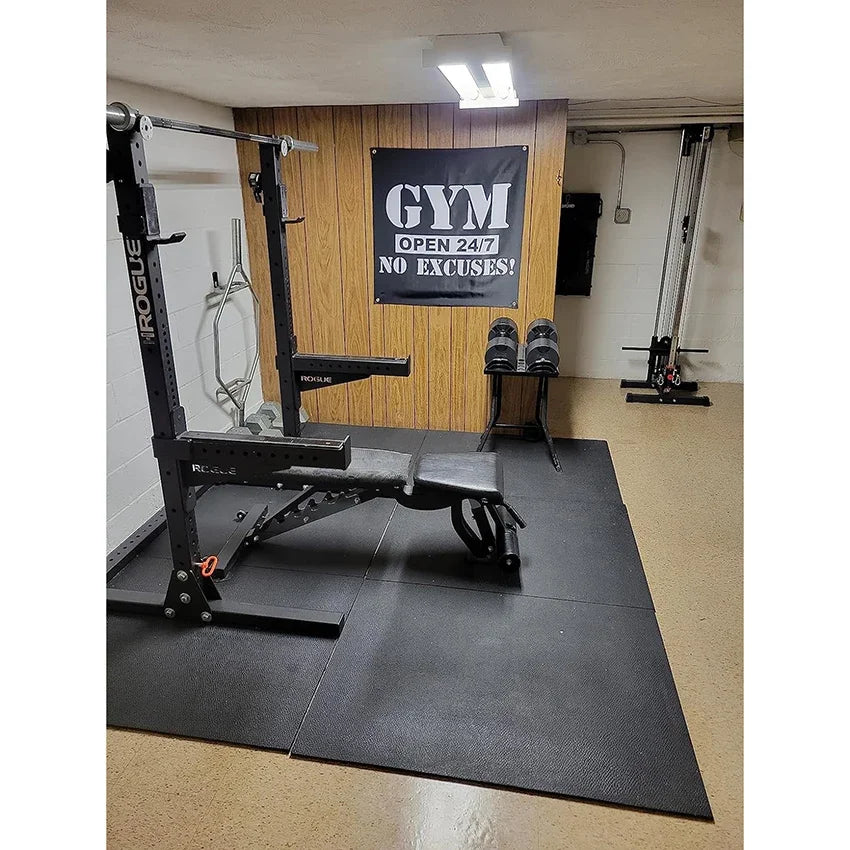 GYM Open 24/7 No Excuses Flag 3X3 FT Motivational Home Gym Tapestry For Decor Bedroom Room Dorm Wall With Four Brass Grommets - Sun Studio