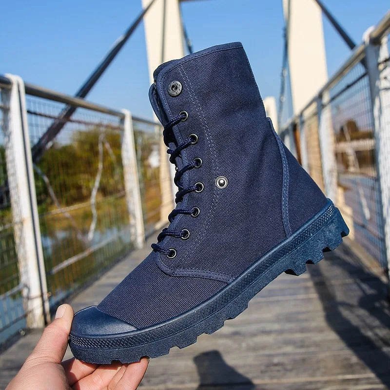 Spring Autumn Cloth Shoes Mens Single Boots Flat Non-slip Street Style High top Male Footwear Black Green Blue Plus Size 45 D316 - Sun Studio