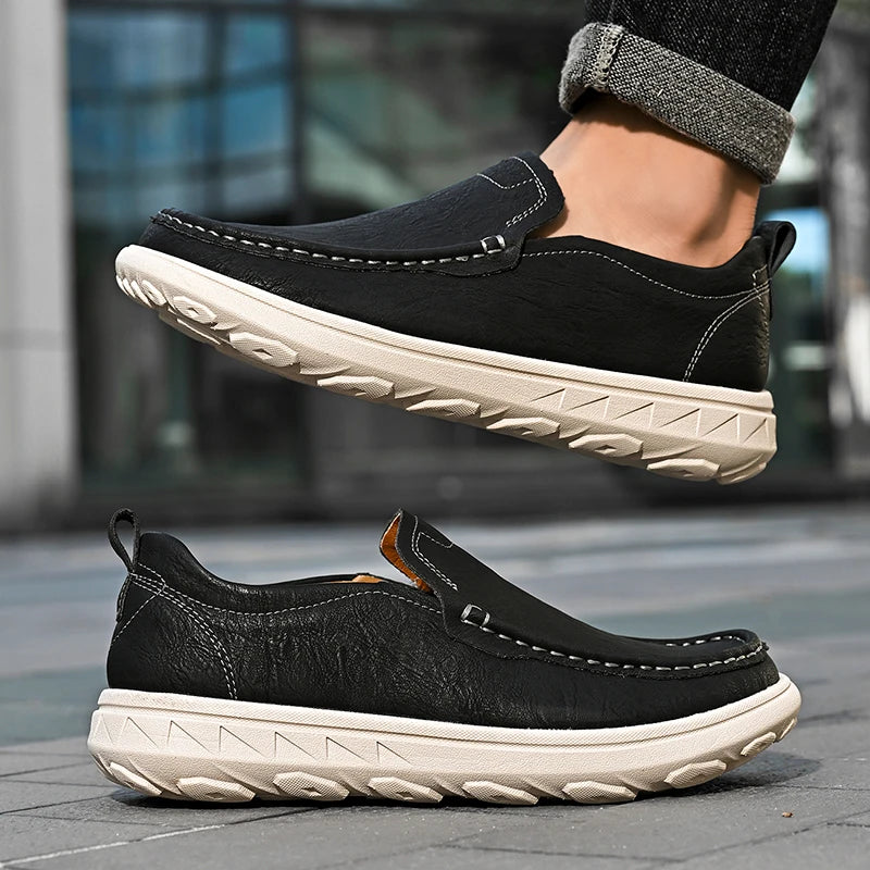New Men's Casual Shoes Fashion Comfortable Men's Shoes High Quality Leather Men Driving Shoes Handmade Flat Shoes Men Sneakers - Sun Studio