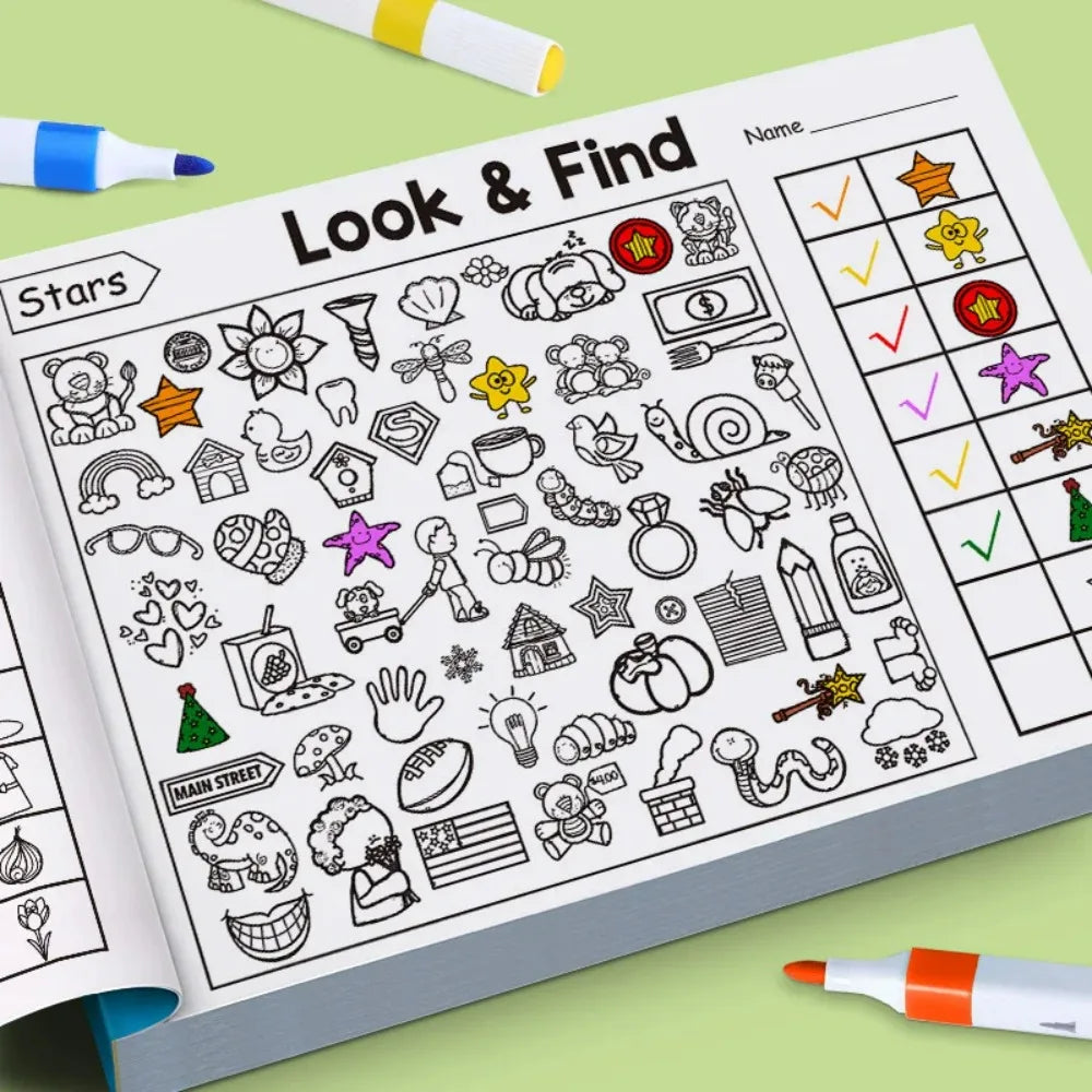 Fun Coloring Book, Children's Search for Items Game, Enhance Visual Perception, Focus and Attention, Handwriting Exercise Book - Sun Studio