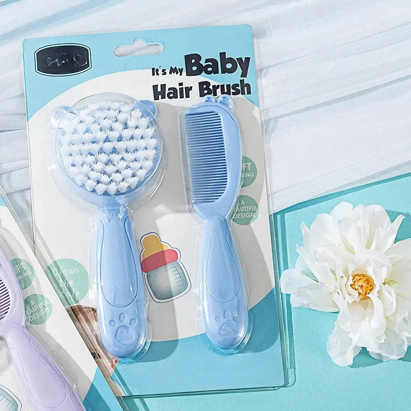 2pcs Set Baby Care Comb Anti-scratch Boy Girl Hairbrush Kids Combs Newborn Hair Brush Infant Comb Head Massager - Sun Studio