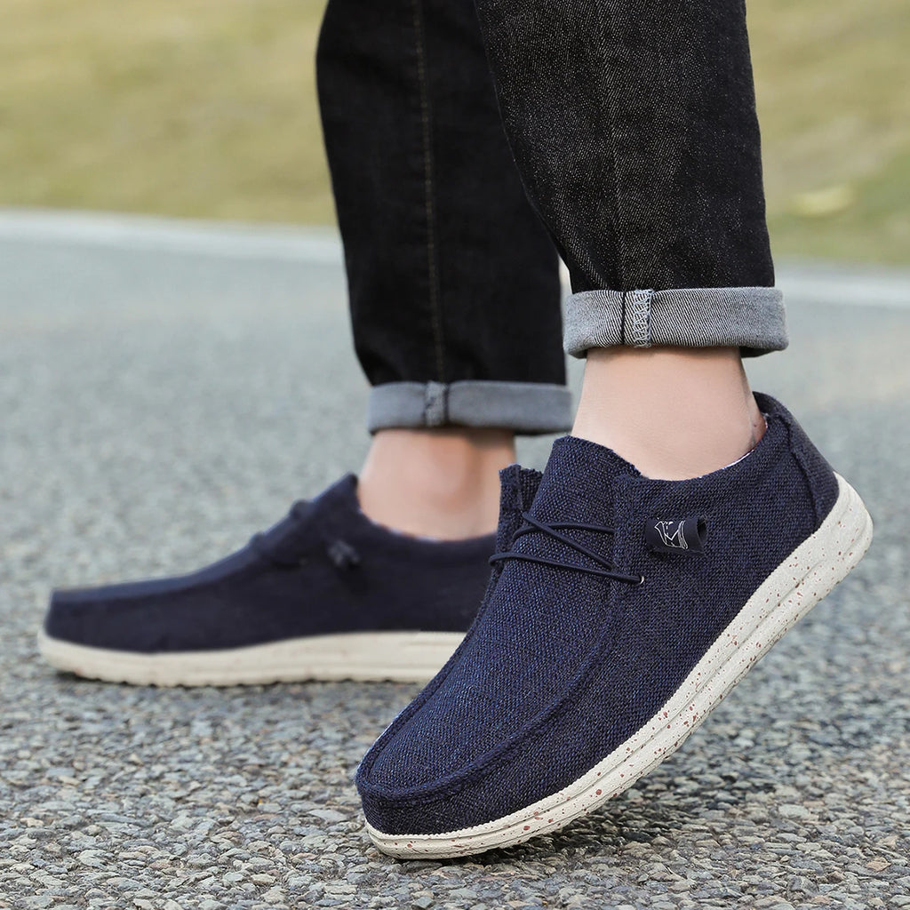 Men Casual Canvas Shoes Mens Loafers Breathable Slip on Flats Male Vulcanized Shoes Driving Shoes Plus Size 47 Walking Sneakers - Sun Studio
