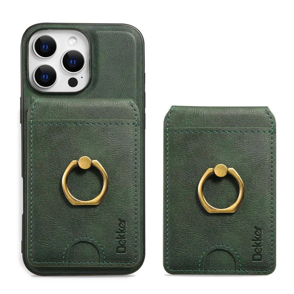 2 in 1 Detachable Vertical Cards Solt Ring Holder Wallet Leather Case For iPhone 16 Pro Max 15 Plus 14 13 12 Magnetic Bag Cover - Sun Studio