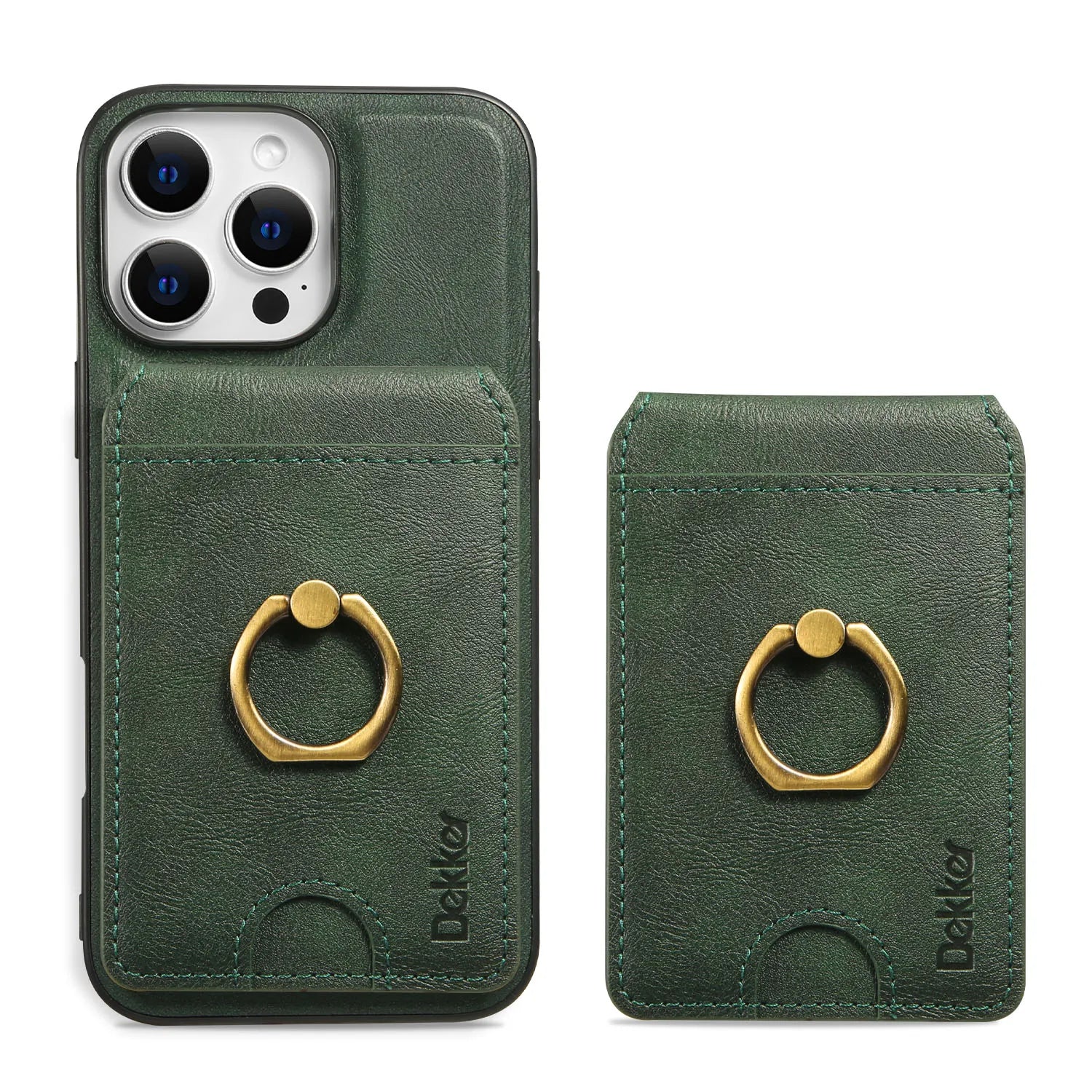 2 in 1 Detachable Vertical Cards Solt Ring Holder Wallet Leather Case For iPhone 16 Pro Max 15 Plus 14 13 12 Magnetic Bag Cover - Sun Studio