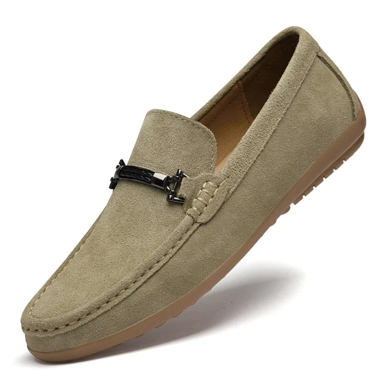 Fashion Brand Men's Spring Suede Casual Leather Shoes Bean Shoes New Outdoor Men's Comfortable Soft Soled Non Slip Driving Shoes