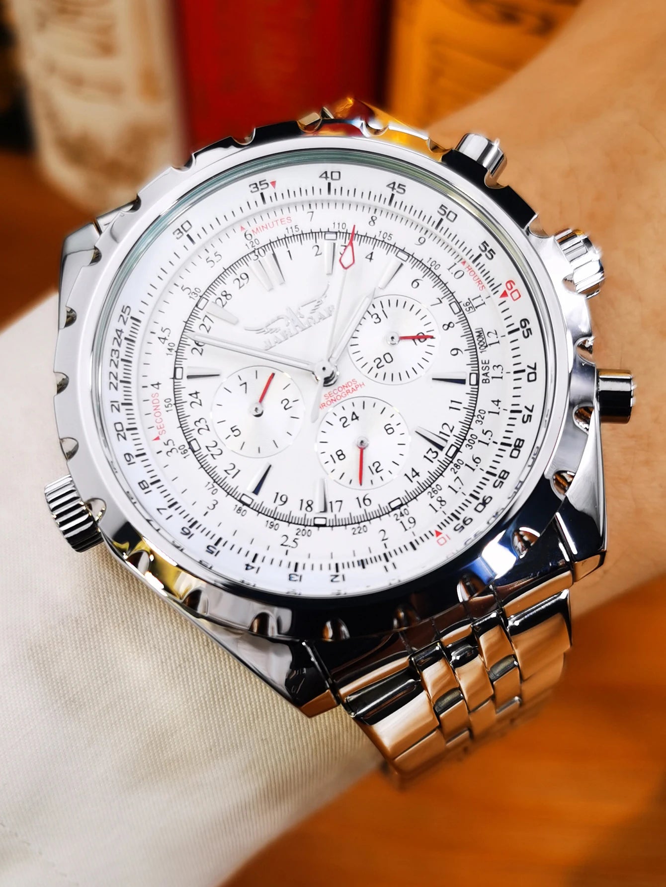 JARAGAR Sports Mens Watches Top Brand Luxury Automatic Mechanical Watch for Men Silver Stainless Steel Strap Military Wristwatch - Sun Studio