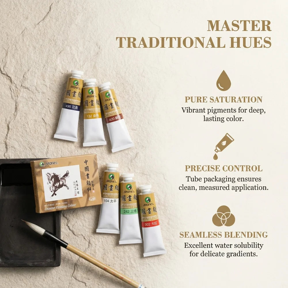 Maries Chinese Painting Single 32ml Large Meticulous Painting Large Capacity Ink Painting Garcinia Cambogia Golden Flower Green - Sun Studio