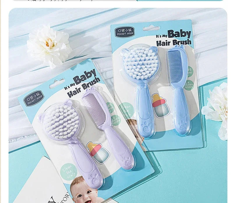 2pcs Set Baby Care Comb Anti-scratch Boy Girl Hairbrush Kids Combs Newborn Hair Brush Infant Comb Head Massager - Sun Studio