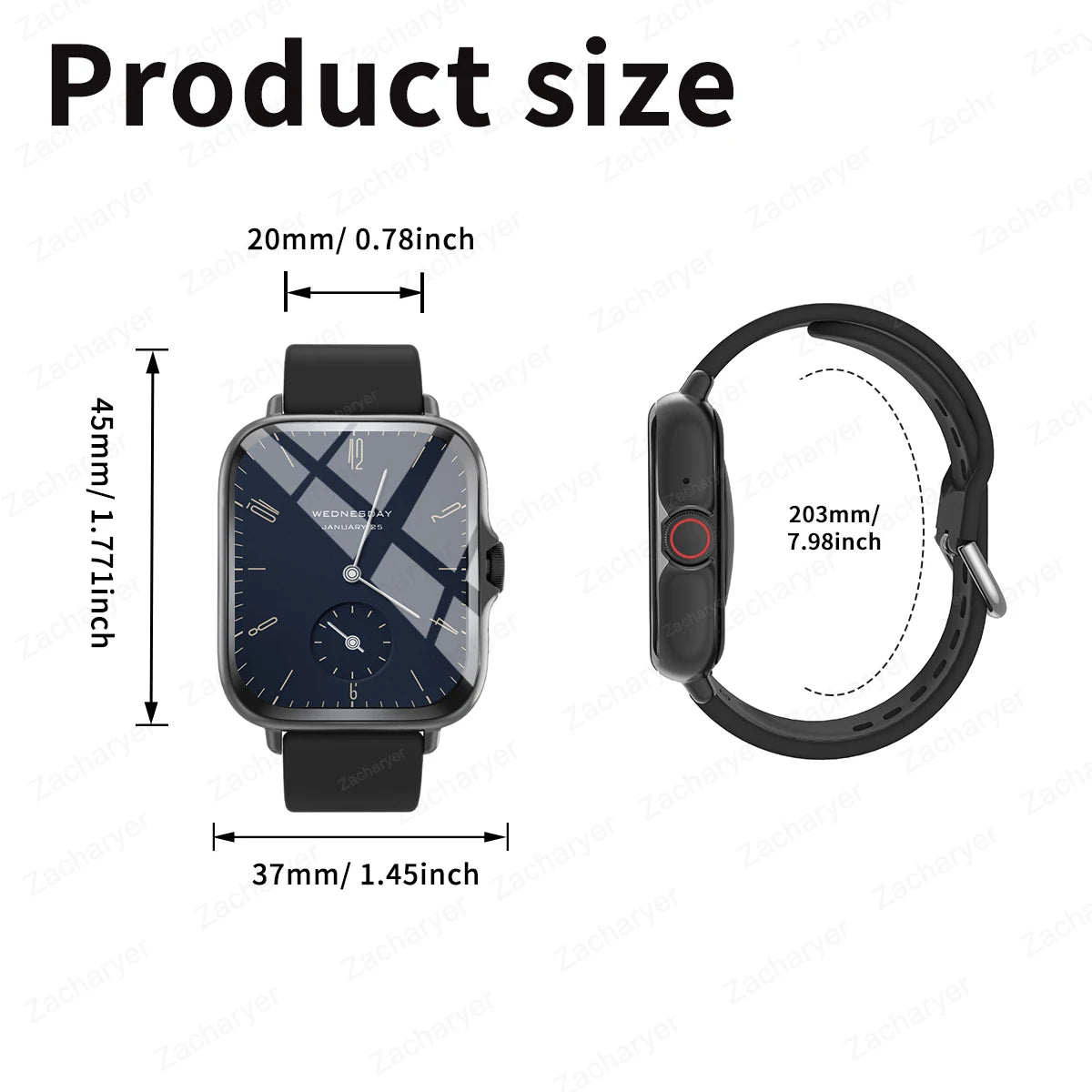 Smart watch, wireless calling /dial, Various APP Reminders,Suitable for men and women, sports watches,for iPhone/Andriod - Sun Studio