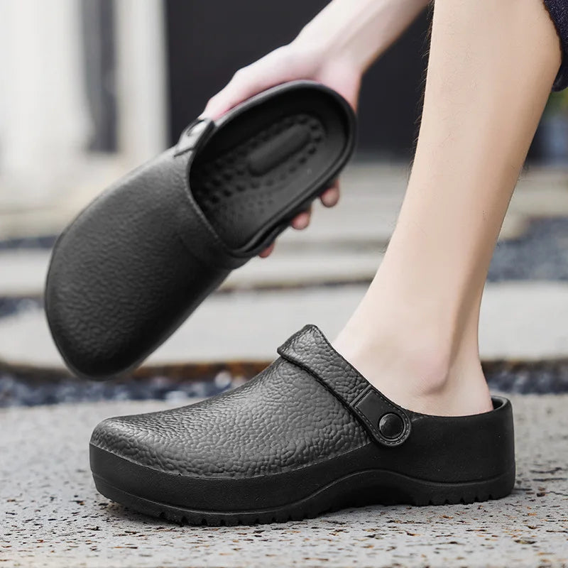 Comwarm Men New Clogs Slippers Non-slip Oil-proof Waterproof and Wear-resistant Work Kitchen Shoes Comfortable EVA Garden Sandal - Sun Studio