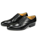 Genuine Leather Dress Men Shoes Exquisite Lace-up Designer Wedding Party Office Oxfords Pointed Toe Big Size Customized Handmade - Sun Studio