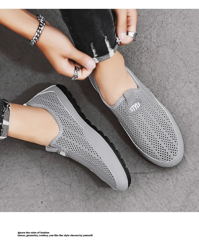 Summer Fashion Men Sneakers  All-match Casual Shoes Outdoor Breathable Loafers Mesh Surface Soft Bottom Casual Loafers 2025 - Sun Studio