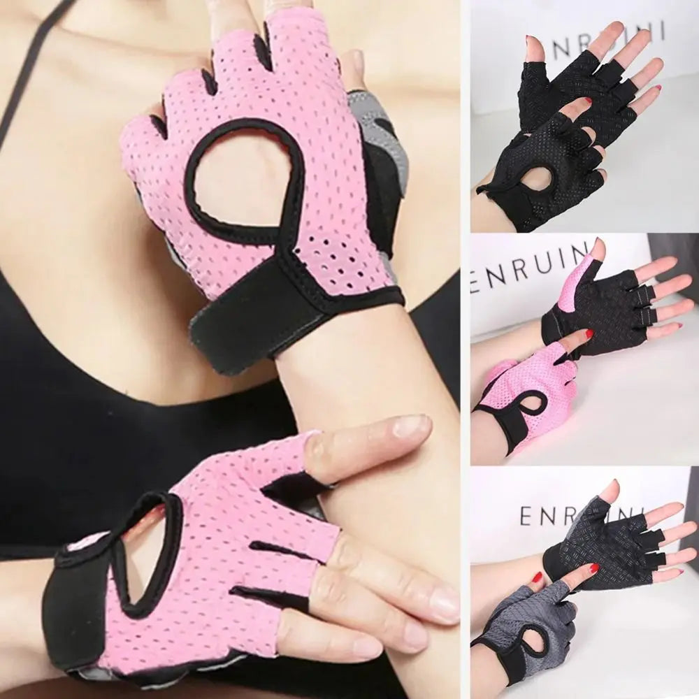 Gym Fitness Gloves For Women, Breathable Half Finger Anti-Slip Gloves For Bicycle Cycling Weight Lifting Yoga - Sun Studio