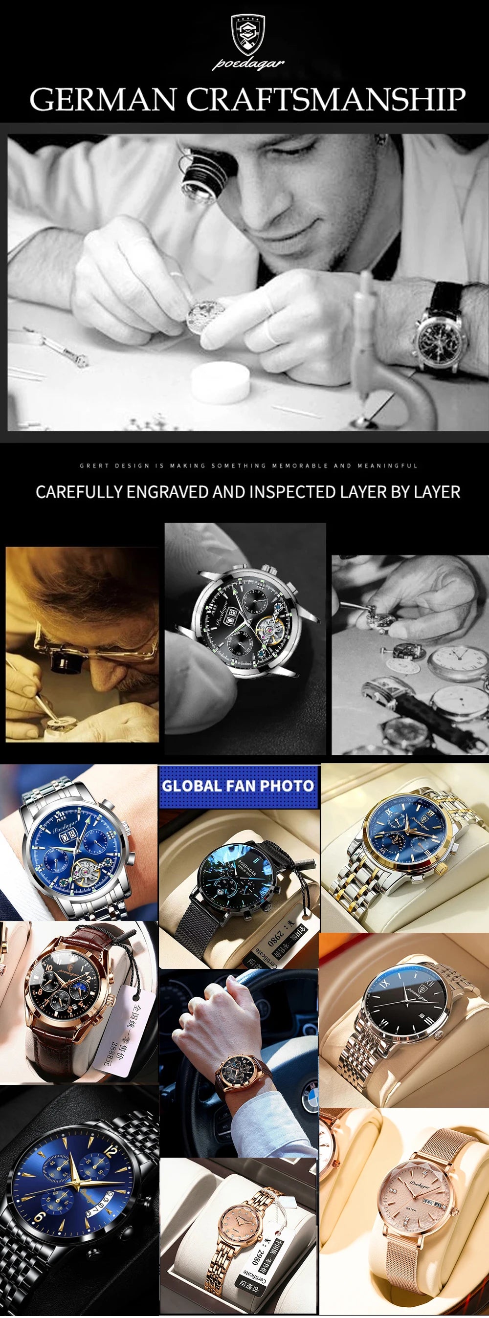 POEDAGAR Sport Luxury Man Wristwatch High Quality Waterproof Luminous Watch For Men Fashion Date Week Quartz Men's Watches Reloj - Sun Studio