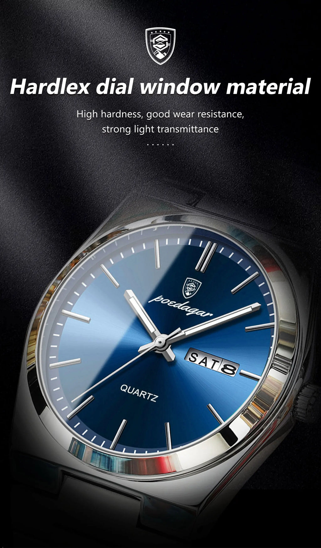 POEDAGAR Luxury Watch For Man Waterproof Luminous Date Week Stainless Steel Men Watch Casual Quartz Men's Watches Male Clock+box - Sun Studio