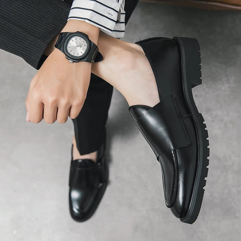 2023 Man Split Leather Shoes Rubber Sole Man Business Office Male Dress Lether Shoes Genuine Leather Wedding Party Shoes Plus 46 - Sun Studio
