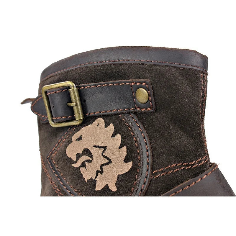 Men's Ankle Boots High Quality Cowboy Boots Men Metal Buckle Side Zipper Motorcycle Boots Gothic Boots Retro Western Boots - Sun Studio
