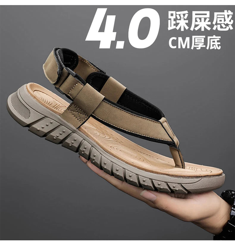 Summer men's casual breathable outdoor beach shoes flip flops waterproof anti slip comfort mesh sandals youth fashion slippers - Sun Studio