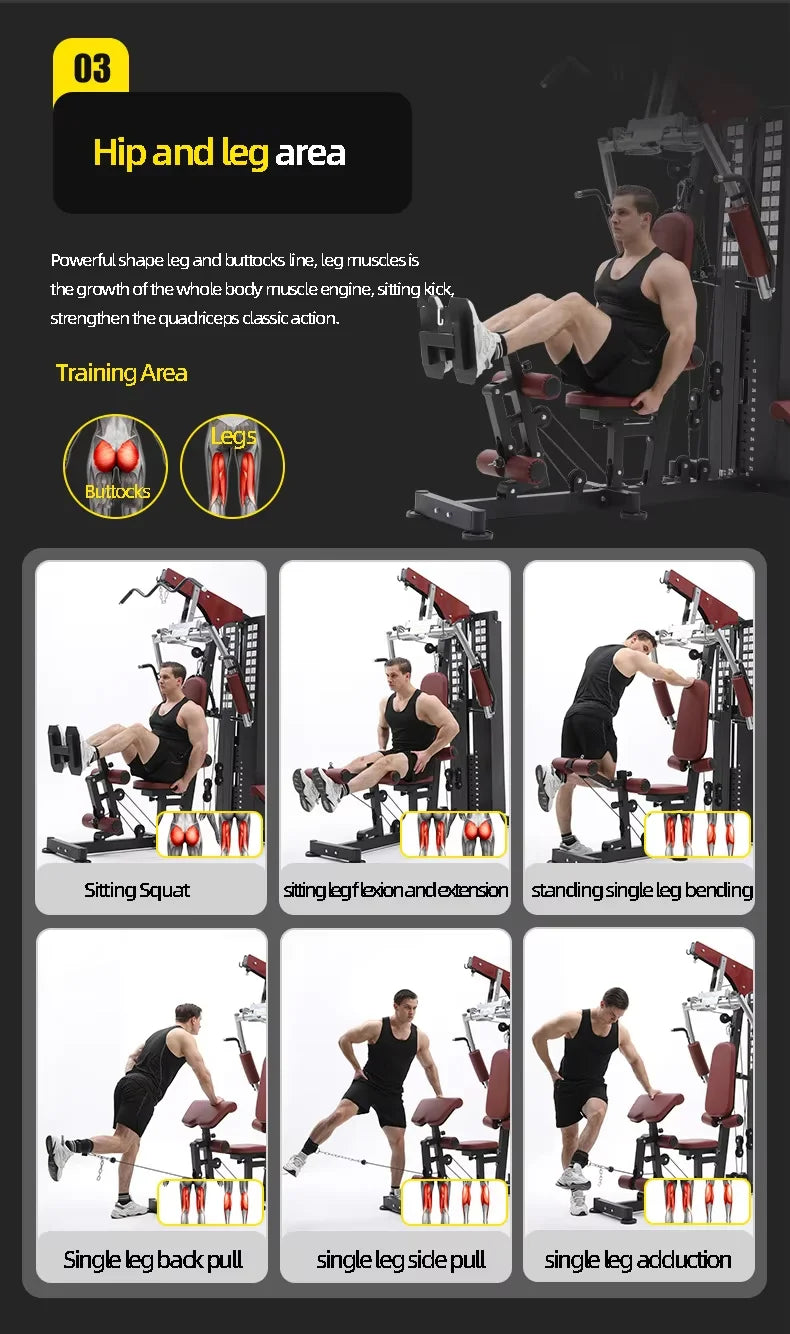 Home Indoor Comprehensive Gym Trainer Fitness Equipment With Strength Exercise Metal Material - Sun Studio