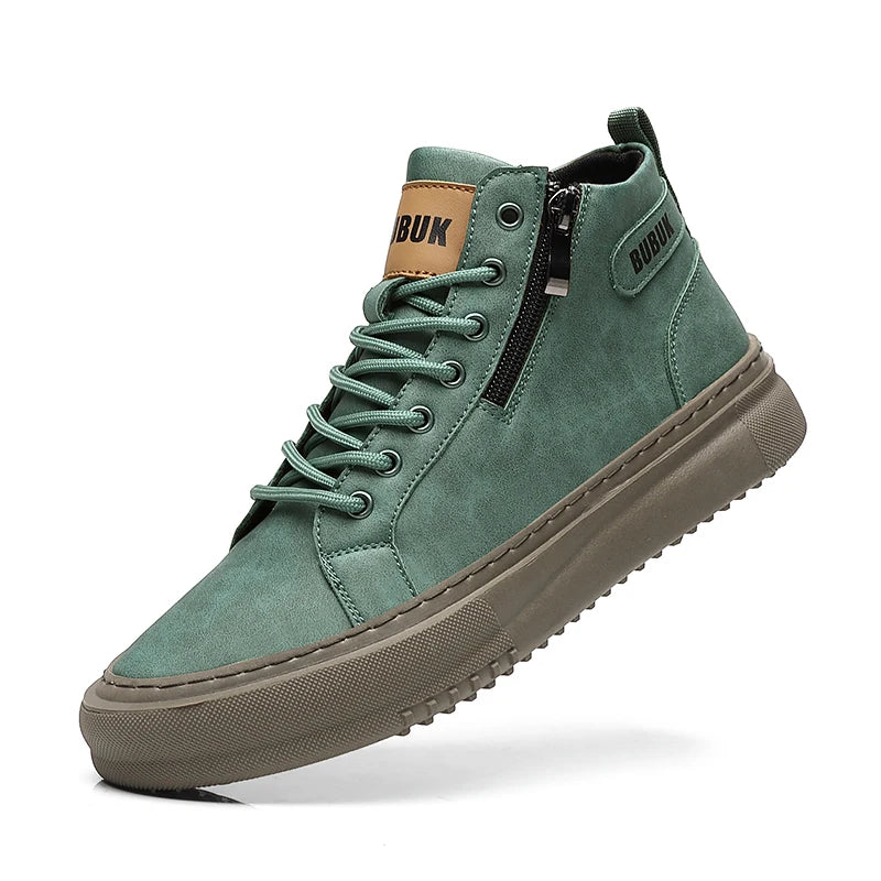 Men's Shoes, New Fashion Casual Shoes, Trendy Lace-Up Lightweight Mid-Top Trendy Shoes, Soft Sole, Soft Surface, Business Shoes, Men's Driving Shoes - Sun Studio