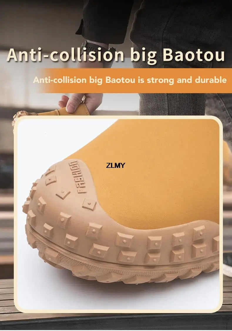 Waterproof Men Welder Shoes Steel Toe Work Shoes Man Anti-spark Anti-smash Safety Shoes Male Slip On Chelsea Work Safety Boots - Sun Studio