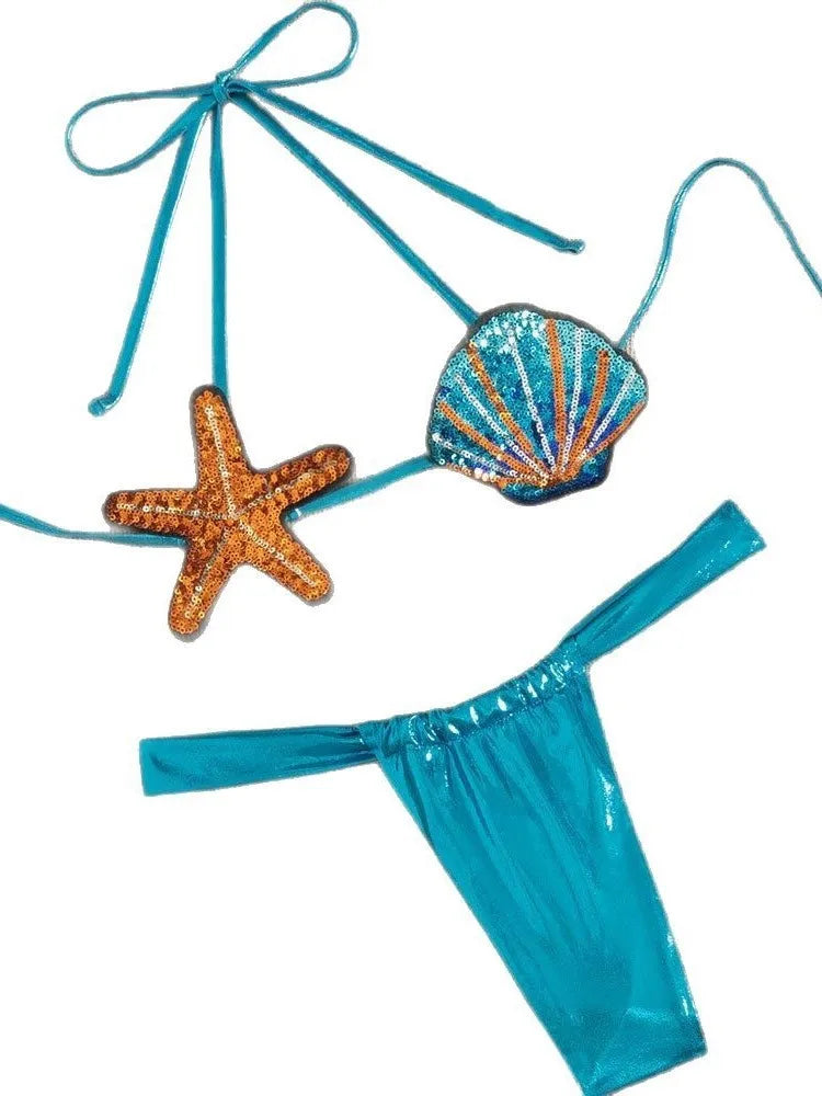 2025 New Sexy Low Waisted Bikini Set Swimsuit Starfish Swimwear Women Solid Strappy Beachwear Bathing Suits Brazilian Biquini - Sun Studio