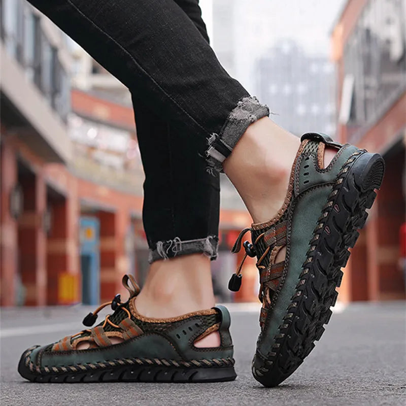 Hot Sale Summer Men's Sandals Outdoor Non-slip Men's Beach Sandals Handmade Genuine Leather Men's Shoes Fashion Men Sneakers - Sun Studio